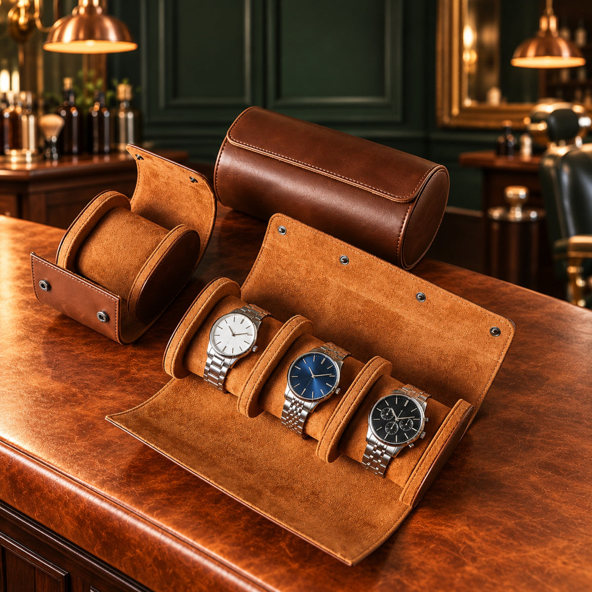 Rouleau de voyage pour 3 montres, coussins amovibles – L'Art du Cadeau Homme