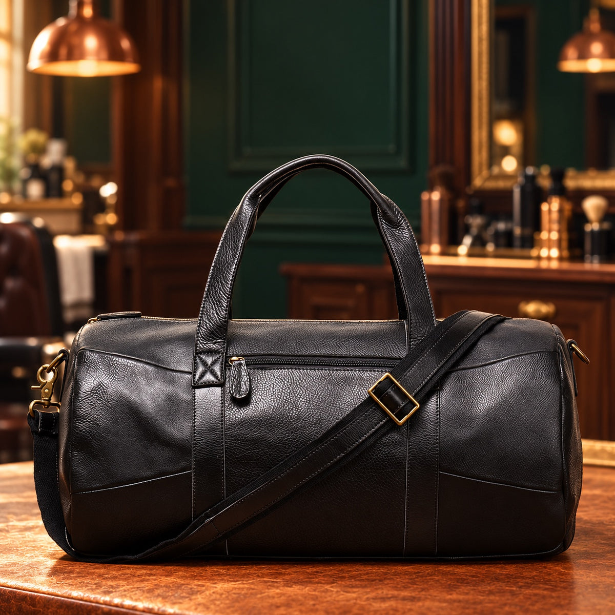 Sac de voyage week-end 48 h en cuir pleine fleur noir